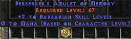 Barbarian Amulet - 2 All Barb Skills & 0.75 MPL - Europe Non-Ladder