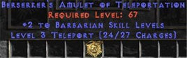 Barbarian Amulet - 2 All Barb Skills & Teleport - Europe Non-Ladder