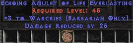 Barbarian Amulet - 3 Warcries & 25 PDR - Europe Non-Ladder