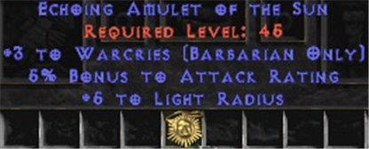 Barbarian Amulet - 3 Warcries & 5% AR - East HC Ladder