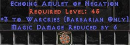 Barbarian Amulet - 3 Warcries & 6 MDR - Europe Non-Ladder