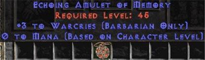 Barbarian Amulet - 3 Warcries & 0.75 MPL - West Ladder