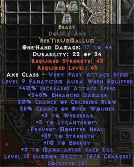 Beast Double Axe - 255-269% ED - Europe Non-Ladder