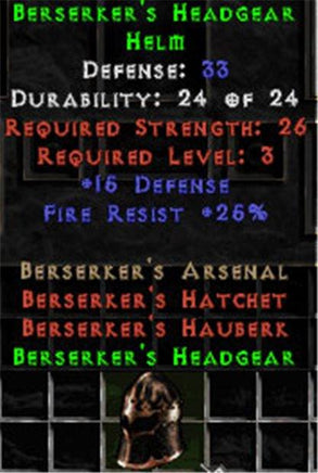Berserker's Headgear - 33 Def - Perfect - East Ladder