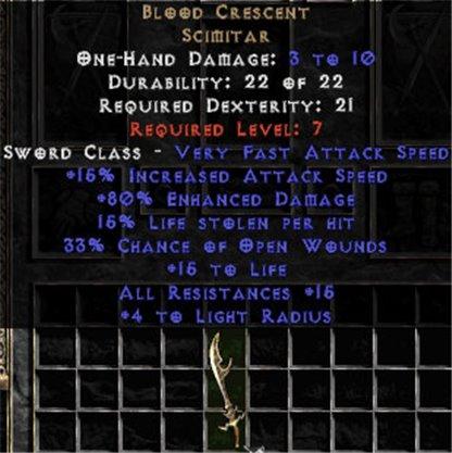 Blood Crescent - +80% ED - Perfect - East HC Ladder