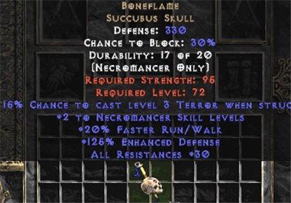 Boneflame +2 skill & 30 res - East Non-Ladder