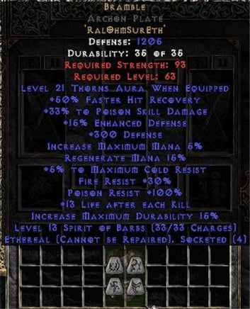 Bramble Archon Plate - Ethereal - +25-39% PSD - Europe HC Ladder
