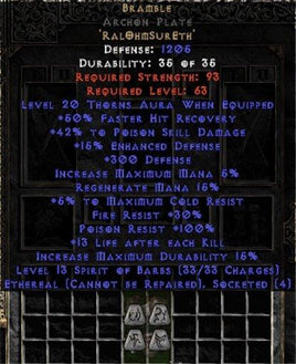 Bramble Archon Plate - Ethereal - +40-49% PSD - Europe Non-Ladder