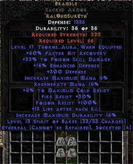 Bramble Sacred Armor - Ethereal - +25-39% PSD - Europe Non-Ladder