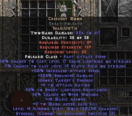 Crescent Moon Great Poleaxe - Ethereal - 225-234% ED - Europe Non-Ladder