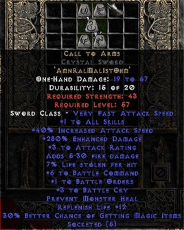 Call to Arms Crystal Sword - +1-3 BO - Europe Non-Ladder