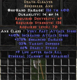 Death Cleaver - Ethereal - 230-259% ED & 6-9 LAK - East Non-Ladder