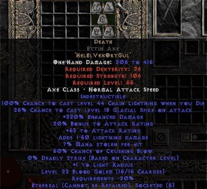 Death Ettin Axe - Ethereal - 300-349% ED - Europe Non-Ladder