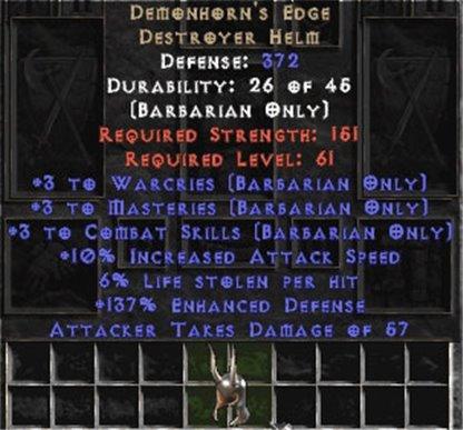 Demonhorn's Edge +3 to Combat Skills - East Non-Ladder