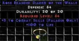 +3 Paladin Combat Skills/100 Life Diadem/Tiara/Circlet - Europe Non-Ladder