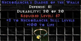 +2 Necromancer Skills/100 Life Diadem/Tiara/Circlet - West Non-Ladder