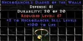 +2 Necromancer Skills/100 Life Diadem/Tiara/Circlet - East Non-Ladder