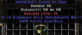 +3 Necromancer Summoning/30% FRW Diadem/Tiara/Circlet - West Non-Ladder