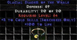 +3 Sorceress Cold Skills/100 Life Diadem/Tiara/Circlet - Europe Non-Ladder