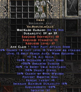 Doom Berserker Axe - 385% ED & 40-59% ECR - Europe Non-Ladder