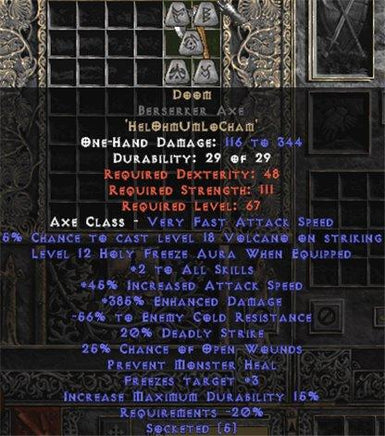 Doom Berserker Axe - 385% ED & 40-59% ECR - Europe Non-Ladder