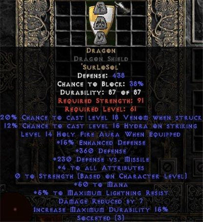 Dragon Dragon Shield - 3-4 All Stats - Europe Non-Ladder