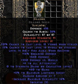 Dragon Dragon Shield - 5 All Stats - Perfect - West Non-Ladder