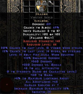 Dragon Vortex Shield - 45 Res - 5 All Stats - Perfect - West Non-Ladder