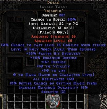 Dream Sacred Targe - 45 Res - 50-59 Res - East HC Ladder
