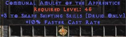 Druid Amulet - 3 Shapeshifting & 10% FCR - Europe HC Ladder