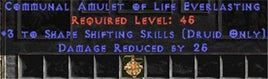 Druid Amulet - 3 Shapeshifting & 25 PDR - East Non-Ladder