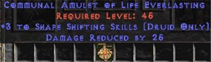 Druid Amulet - 3 Shapeshifting & 25 PDR - East Non-Ladder
