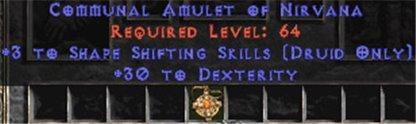 Druid Amulet - 3 Shapeshifting & 30 Dex - Europe HC Ladder