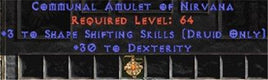 Druid Amulet - 3 Shapeshifting & 30 Dex - West Ladder