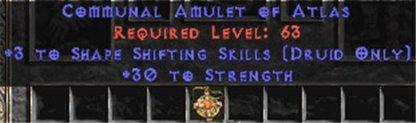 Druid Amulet - 3 Shapeshifting & 30 Str - West Ladder