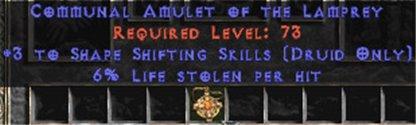 Druid Amulet - 3 Shapeshifting & 6% LL - Europe HC Ladder