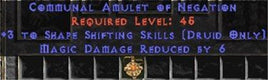 Druid Amulet - 3 Shapeshifting & 6 MDR - East HC Ladder