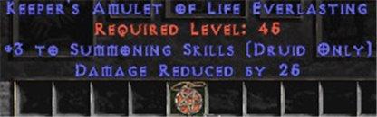Druid Amulet - 3 Summoning & 25 PDR - East Non-Ladder
