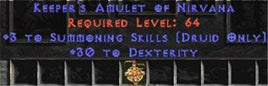 Druid Amulet - 3 Summoning & 30 Dex - Europe HC Ladder