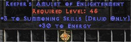 Druid Amulet - 3 Summoning & 30 Energy - East Ladder