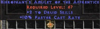 Druid Amulet - 2 All Dru Skills & 10% FCR - Europe Ladder