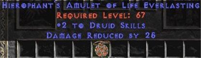 Druid Amulet - 2 All Dru Skills & 25 PDR - Europe HC Ladder