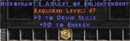 Druid Amulet - 2 All Dru Skills & 30 Energy - Europe Non-Ladder