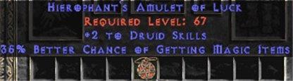 Druid Amulet - 2 All Dru Skills & 35% MF - West Ladder