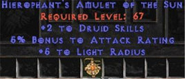 Druid Amulet - 2 All Dru Skills & 5% AR - West Ladder