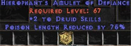 Druid Amulet - 2 All Dru Skills & 75% PLR - East Ladder