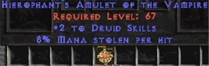 Druid Amulet - 2 All Dru Skills & 8% ML - West Ladder