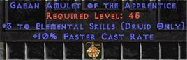 Druid Amulet - 3 Elemental & 10% FCR - East HC Ladder