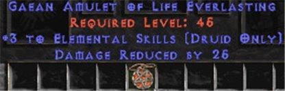 Druid Amulet - 3 Elemental & 25 PDR - East HC Ladder
