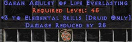 Druid Amulet - 3 Elemental & 25 PDR - Europe Non-Ladder